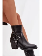 Zateplené dámské kotníkové boty na podpatku s ozdobným černé model 21758914 - Boto Zateplené dámské kotníkové boty na podpatku s ozdobným černé model 21758914 - Boto