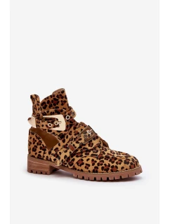Dámské Kotníkové Boty Lu Boo Semišové s vykrojením Leopard Rock Girl