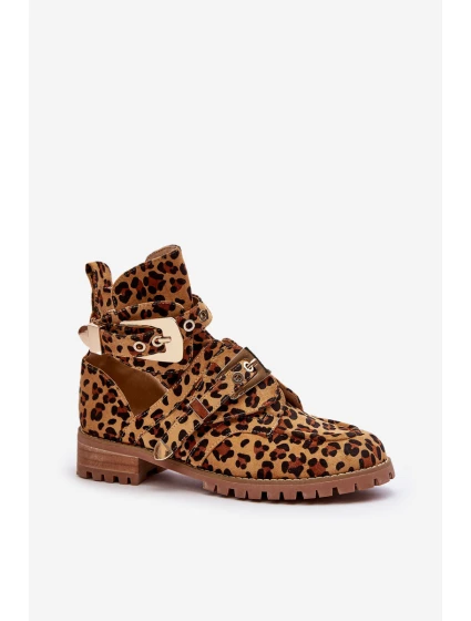 Dámské Kotníkové Boty Lu Boo Semišové s vykrojením Leopard Rock Girl Dámské Kotníkové Boty Lu Boo Semišové s vykrojením Leopard Rock Girl
