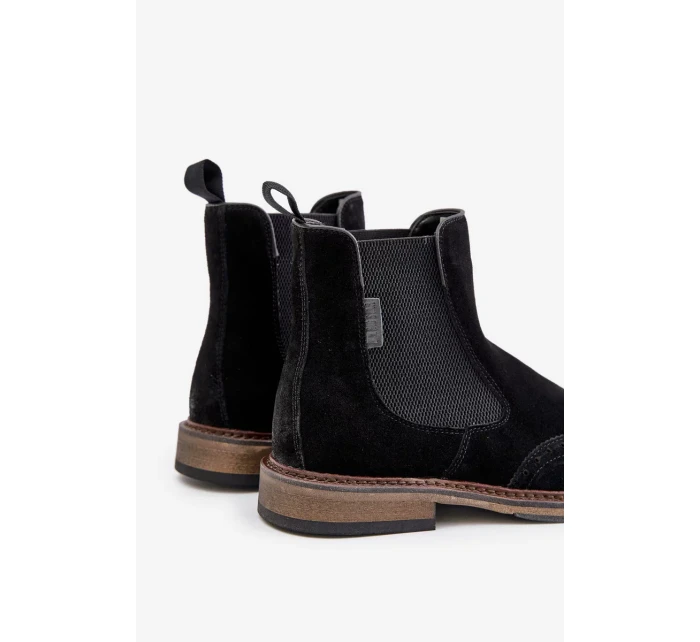 Semišové Pánské Kotníkové Boty Chelsea Big Star Černé Semišové Pánské Kotníkové Boty Chelsea Big Star Černé