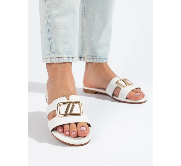 Trendy dámské nazouváky bílé bez podpatku Trendy dámské nazouváky bílé bez podpatku