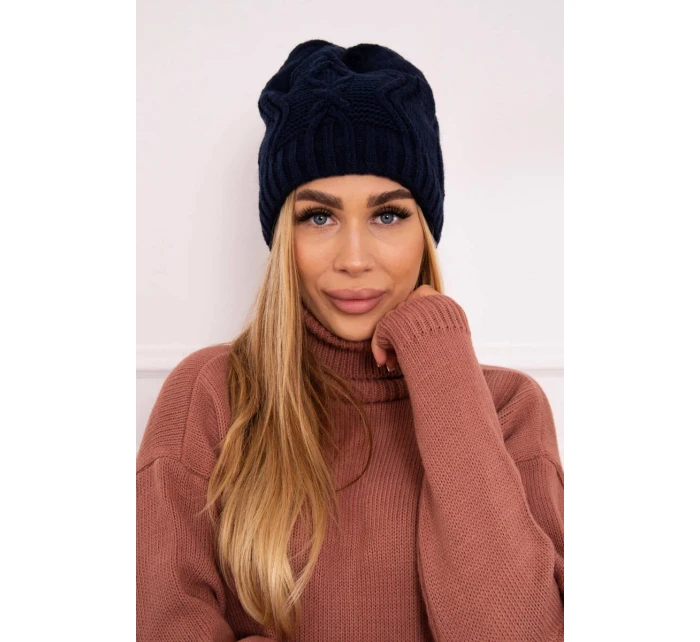Fleecová čepice navy blue model 18750813 - K-Fashion Fleecová čepice navy blue model 18750813 - K-Fashion