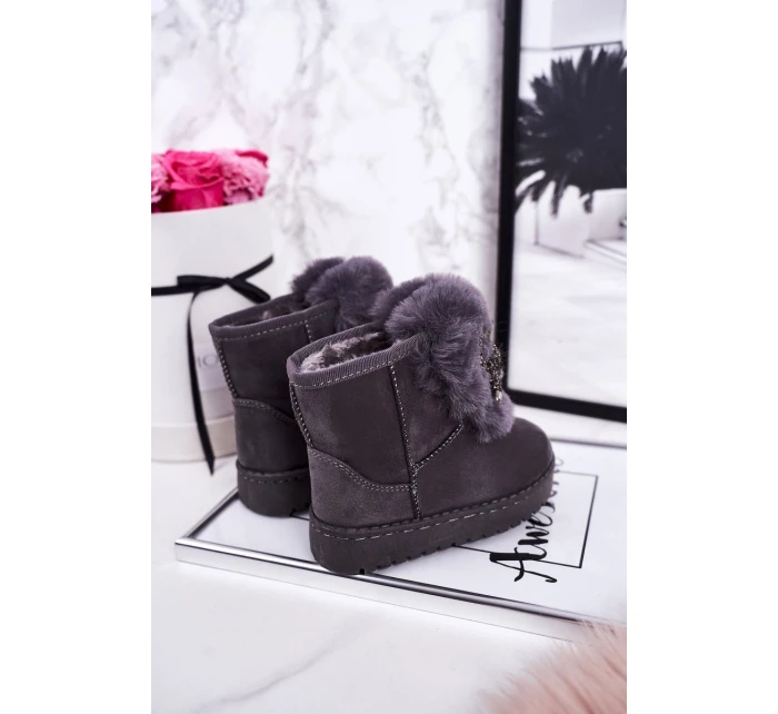 Dívčí Sněhové model 21544406 Boty S Kožešinou Semišové šedé Amelia - Boto