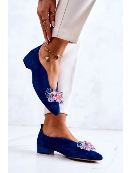 Elegantní Semišové Boty S Dekorací námořnická modrá model 21581728 - Boto