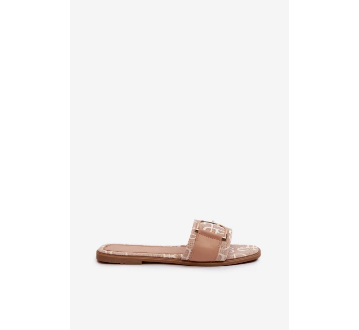 Lesklé Dámské Žabky S Ozdobou Beige model 21660668 - Boto