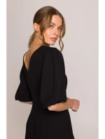 model 20966254 Šaty s puff rukávy černé - STYLOVE model 20966254 Šaty s puff rukávy černé - STYLOVE