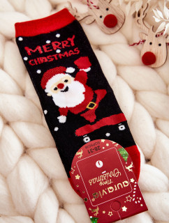 Dětské ponožky "Merry Christmas" Nicholas Černý a Červený
