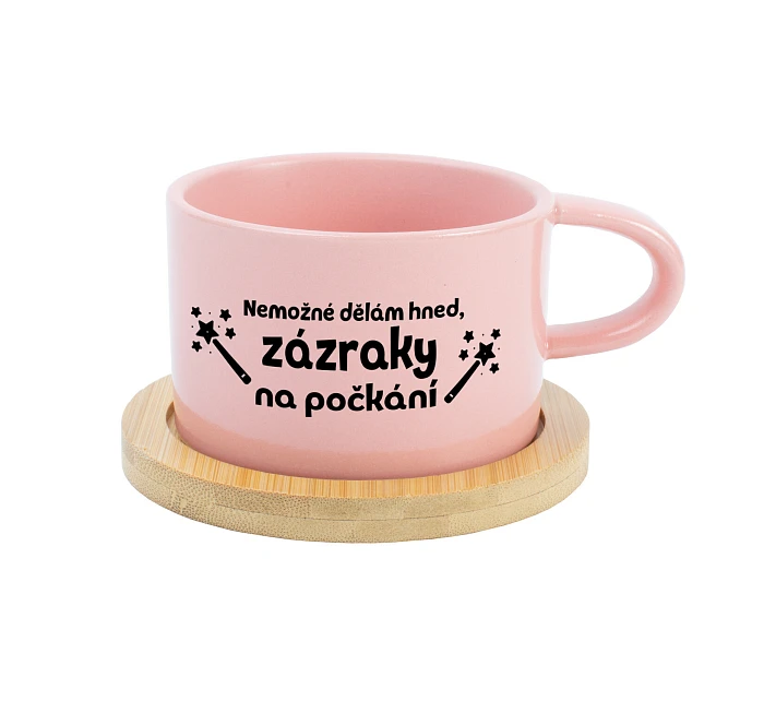 NEMOŽNÉ DĚLÁM HNED, ZÁZRAKY NA POČKÁNÍ - růžový hrníček makronka 200 ml