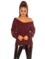 Sexy KouCla V-Cut sweater with chain decoration