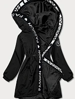 Asymetrická černá dámská bunda parka (B8001-1)