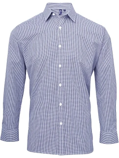 PR 220 Popelínová kostkovaná košile s dl. rukávem model 22476882 navy/white - Premier