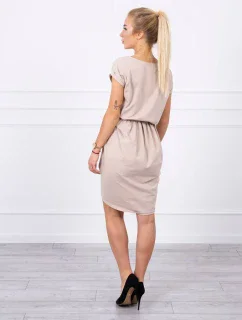 Šaty s obálkou dole béžové