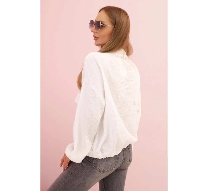 Dámská mušelínová košile s dlouhým rukávem bílá