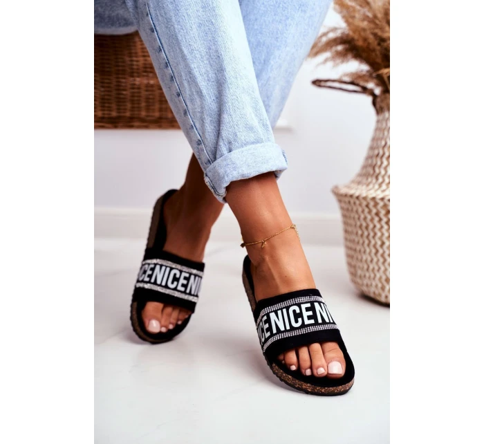 Nazouváky Na Korkové Podrážce Se Zirkony Černé Be model 21536458 - EVENTO