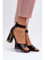 Elegantní černé dámské sandály na podpatku Rosazara