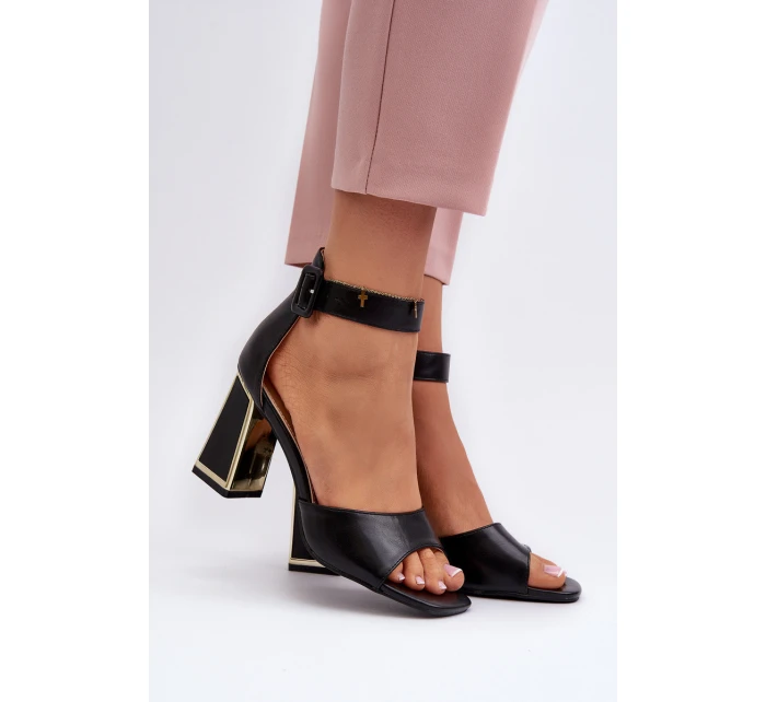 Elegantní černé dámské sandály na podpatku Rosazara