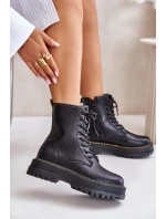 Zateplené botky workerky z eko kůže na zip černé Naleli Zateplené botky workerky z eko kůže na zip černé Naleli