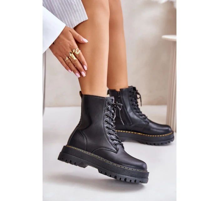 Zateplené botky workerky z eko kůže na zip černé Naleli Zateplené botky workerky z eko kůže na zip černé Naleli