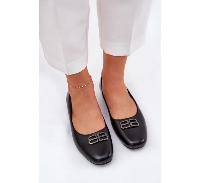 Elegantní Dámské Baletky S Ozdobou model 21690105 Černé - VINCEZA