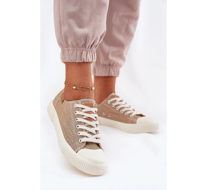 Dámské Textilní Tenisky Big Star RR274795 Béžové Dámské Textilní Tenisky Big Star RR274795 Béžové