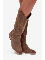 Kovbojky Na Nízkém Podpatku Z Eko Tmavě Béžové model 21747803 - Boto