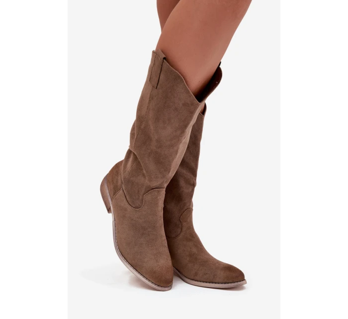 Kovbojky Na Nízkém Podpatku Z Eko Tmavě Béžové model 21747803 - Boto