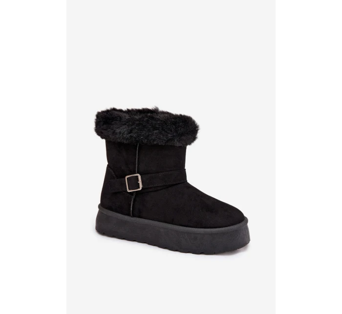 Dámské sněhule na platformě s přezkou a kožešinou Czarne model 21821891 - Boto
