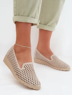 Dámské perforované polobotky Béžové model 22027639 - Boto