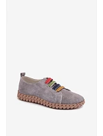 Kožené semišové dámské polobotky model 22044841 Šedé - VINCEZA
