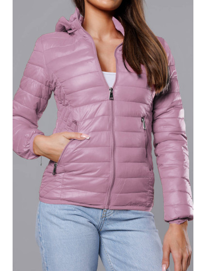 Růžová prošívaná dámská bunda s kapucí model 18038070 - S'WEST