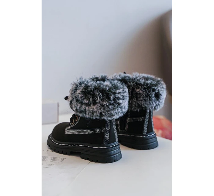 Dětské Trapery Botky na Zip s Kožíškem Černá model 21640144 - Boto