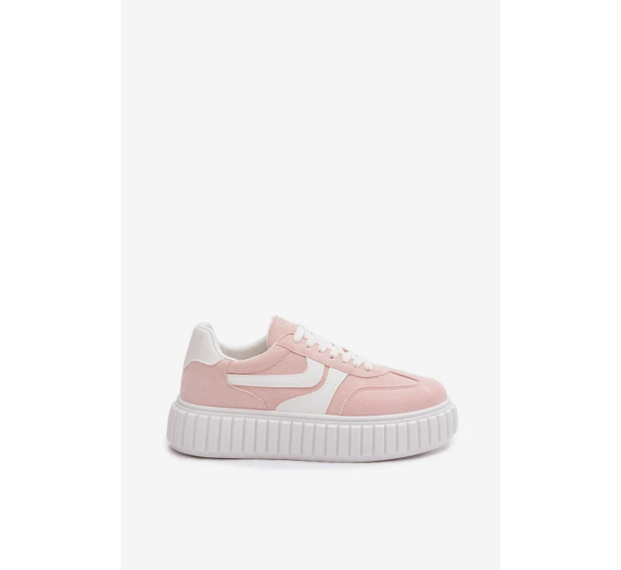 Dámské tenisky na platformě z eko semiše Růžové Cadrina