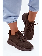 Lehké sportovní slip-on boty dámské textilní Big Star UU274055 Čokoládové