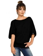 model 15096877 Halenka nadměrné velikosti se zavinovacími detaily pudrová - BeWear model 15096877 Halenka nadměrné velikosti se zavinovacími detaily pudrová - BeWear