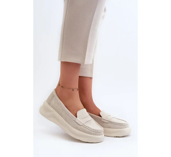 Semišové dámské mokasíny světle béžová Filidia