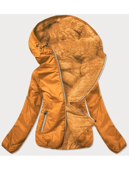 Krátká dámská bunda 2 v 1 v hořčicové barvě (H1029-37) Krátká dámská bunda 2 v 1 v hořčicové barvě (H1029-37)