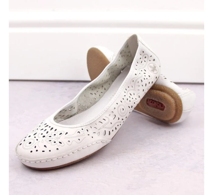 Kožená pohodlná polobotka W model 22033618 bílá - Rieker Kožená pohodlná polobotka W model 22033618 bílá - Rieker