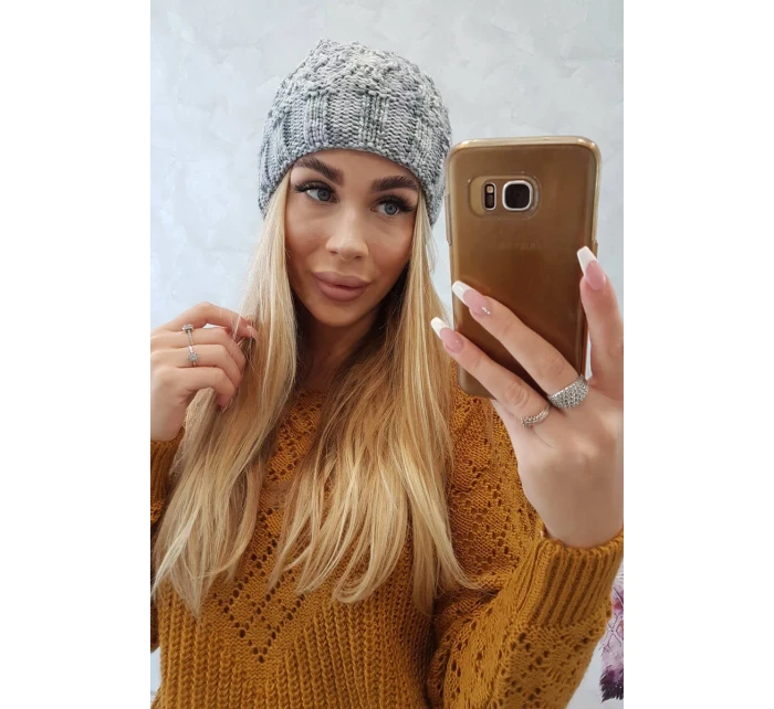 Dámská čepice Eliza K205 grey+violet+ecru Dámská čepice Eliza K205 grey+violet+ecru