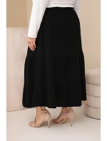 Dámská sukně Plus Size bavlněná mušelínová s volánem a elastickým pasem černá