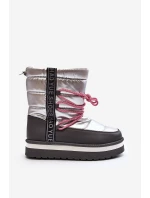 Dámské zimní boty s šněrováním stříbrné model 21644713 - Boto