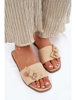 Dámské Pantofle Na Plochém Podpatku S Mašlí Béžové Sallariela Dámské Pantofle Na Plochém Podpatku S Mašlí Béžové Sallariela