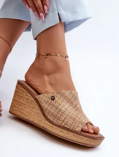 Dámské pantofle na klínku Sergio Leone Béžová