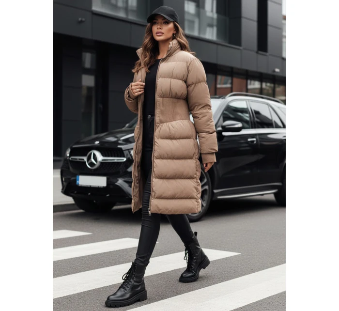 Dámská zimní dlouhá prošívaná bunda FABWARM béžová FashionStreet TY4621