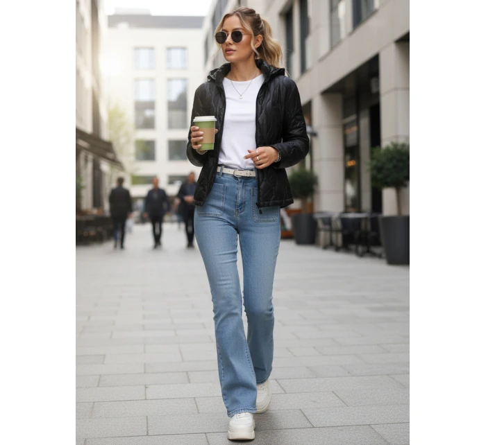 Dámská prošívaná bunda s kapucí černá FashionStreet TY5534 Dámská prošívaná bunda s kapucí černá FashionStreet TY5534