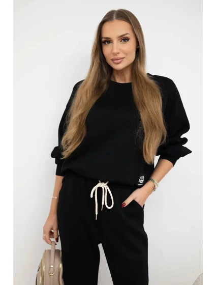 Viskózový komplet teplákové + kalhoty černý Viskózový komplet teplákové + kalhoty černý