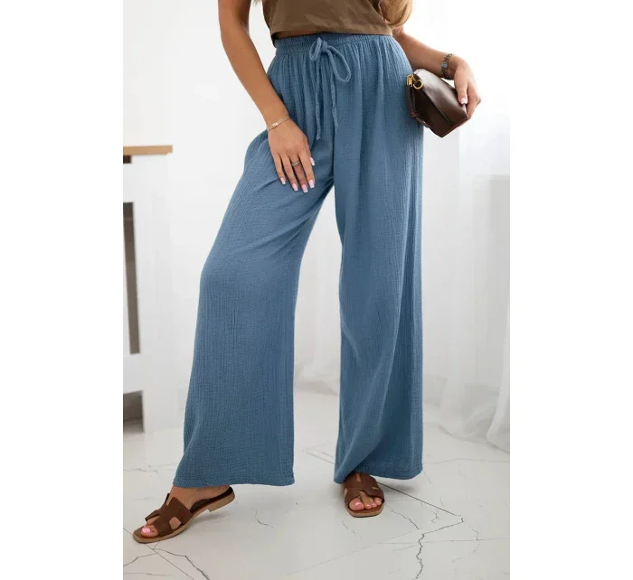 Mušelínové kalhoty se širokou nohavicí Džínovina