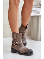 Zazoo 60480 Kožené Boty Na Nízkém Podpatku Zateplené Hnědošedé Zazoo 60480 Kožené Boty Na Nízkém Podpatku Zateplené Hnědošedé