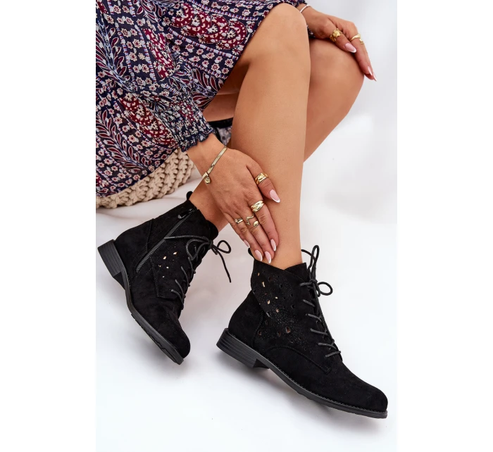 Šněrovací Boty S Vzorem  Černé model 21685103 - S.Barski