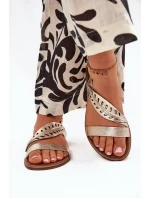 Dámské kožené sandály na plochém podpatku Zazoo model 21704070 zlaté - Boto Dámské kožené sandály na plochém podpatku Zazoo model 21704070 zlaté - Boto