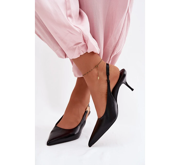 Dámské sandály z umělé kůže na podpatku Černé model 22102984 - Boto